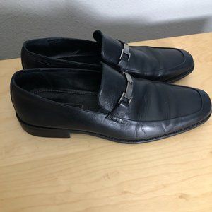 GORDON RUSH Sebastian Buckle Leather Loafers Men’s size 10 Black & Silver